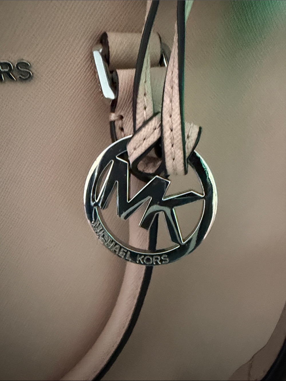 Michael Kors Peach/Pink Saffiano Leather Satchel with MK Charm - Picture 2 of 14